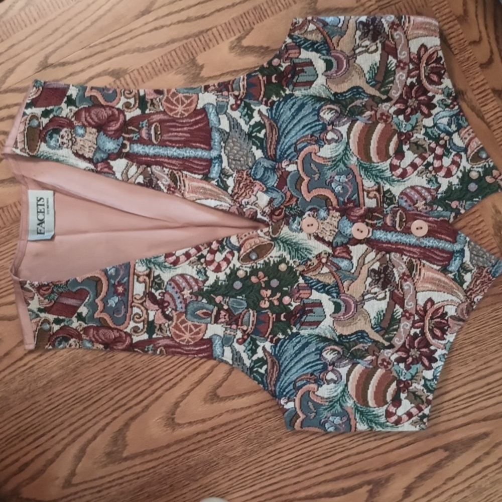 Vintage Christmas Tapestry Vest